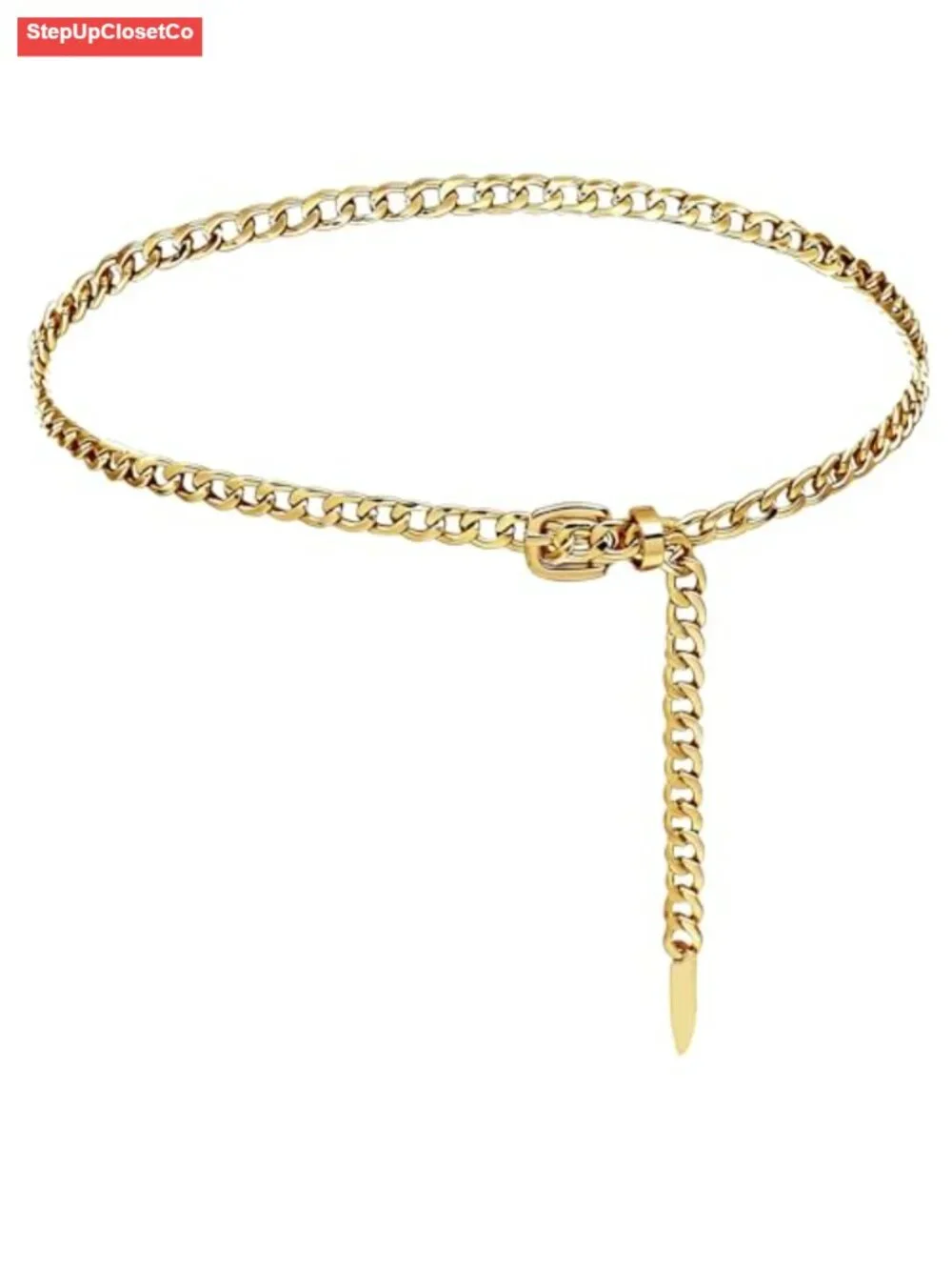 Chunky Cuban Link Chain Belt for Women, Adjustable Metal Waist Belt with Buckle